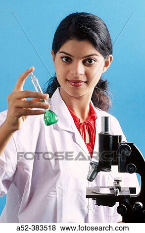 Stock Photo - Indian lady in lab. Fotosearch