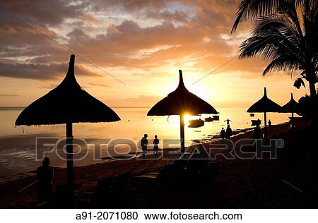 Indian Ocean, Mauritius island, South, Bel Ombre domaine, Heritage resort, five stars Luxury Hotel Telfair, sunset on the beach View Large Photo Image Stock Image - Indian Ocean, Mauritius island, South, Bel Ombre domaine, Heritage resort, five stars Luxury Hotel Telfair, sunset on the beach. Fotosearch