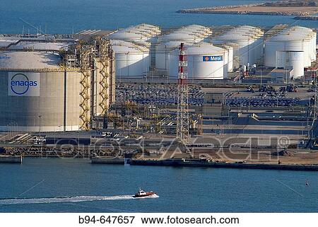 Industrial complex. Port of Barcelona, Catalonia, Spain. View Large Photo Image Stock Photo - Industrial complex. Port of Barcelona, Catalonia, Spain.. Fotosearch