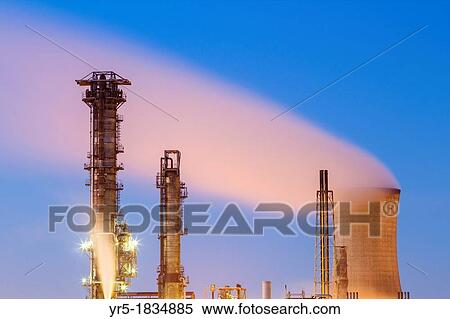 Industrial cooling tower at dusk View Large Photo Image Stock Photography - Industrial cooling tower at dusk. Fotosearch