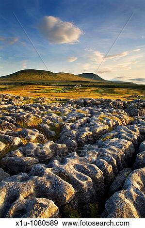 Stock Photo - Ingleborough in Summer Yorkshire Dales England. Fotosearch