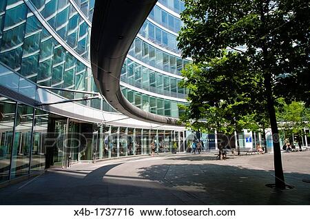 Stock Photograph - Inner courtyard Metropolitan office building 2003 by Norman Foster at Plac Pilsudskiego the Pilsudski square Srodmiescie the central Warsaw Poland Europe. Fotosearch