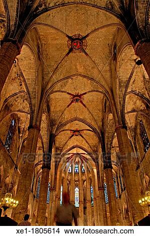 Inside, Basilica of Santa Maria del Mar, Gothic, Barcelona, Catalonia, Spain View Large Photo Image Picture - Inside, Basilica of Santa Maria del Mar, Gothic, Barcelona, Catalonia, Spain. Fotosearch