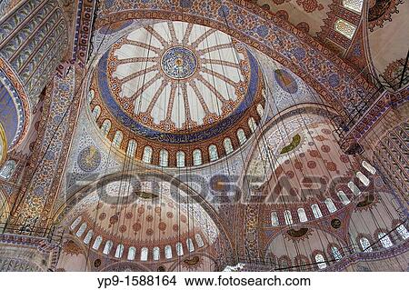 Picture - Inside the Blue Mosque, Sultanahmet, Istanbul, Turkey. Fotosearch