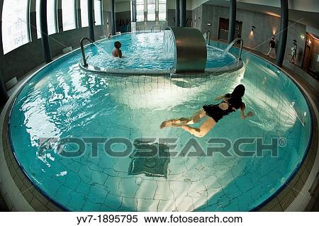 Stock Photography - Instalations and swimming pools of the Spa of the Hot spring of Estoril Cascais, Lisbon, Portugal, Europe. Fotosearch