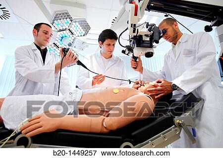 Stock Photo - Integrated operating room, bronchoscopy simulation, examination of the airways, Health and Biomedical applications, Vicomtech-IK4 Visual Interaction and Communication Technologies Centre. Fotosearch