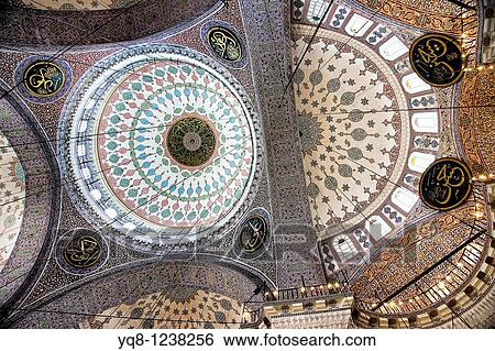 Stock Photograph - interior domes, The New Mosque, Mosque of the Valide Sultan, Istanbul, Turkey. Fotosearch