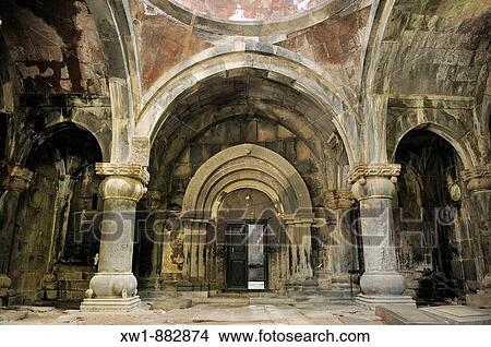 Picture - interior of a armenian orthodox church at Sanahin monastery, UNESCO World Heritage Site, Armenia, Asia. Fotosearch