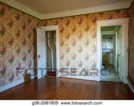 Stock Photo - Interior of a decorated room with open inside a foreclosed home in Seattle, Washington.. Fotosearch