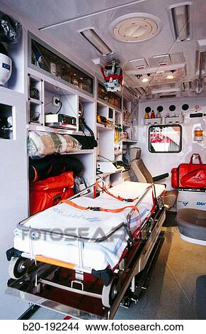 Picture - Interior of ambulance. Fotosearch