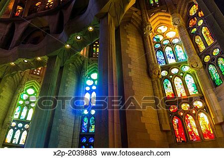Interior of Basilica Sagrada Familia by the architect Antoni Gaudi, Barcelona, Catalonia, Spain. View Large Photo Image Stock Image - Interior of Basilica Sagrada Familia by the architect Antoni Gaudi, Barcelona, Catalonia, Spain.. Fotosearch