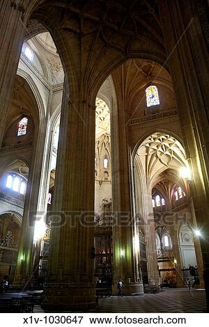 Stock Photo - Interior of cathedral, Segovia. Castilla-Leon, Spain. Fotosearch