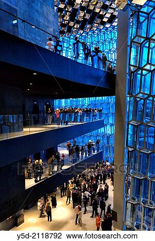 interior of Harpa music hall in Reykjavik, Iceland. View Large Photo Image Stock Image - interior of Harpa music hall in Reykjavik, Iceland.. Fotosearch