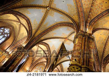 Interior of Matthias Church near the Fisherman's Bastion. Hungary, Budapest, Buda, Castle Hill. View Large Photo Image Stock Image - Interior of Matthias Church near the Fisherman's Bastion. Hungary, Budapest, Buda, Castle Hill.. Fotosearch