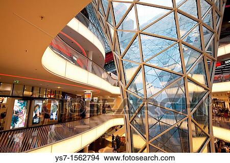 Interior of MyZeil shopping mall by Massimiliano Fuksas in Frankfurt am Main, Germany, Europe View Large Photo Image Picture - Interior of MyZeil shopping mall by Massimiliano Fuksas in Frankfurt am Main, Germany, Europe. Fotosearch