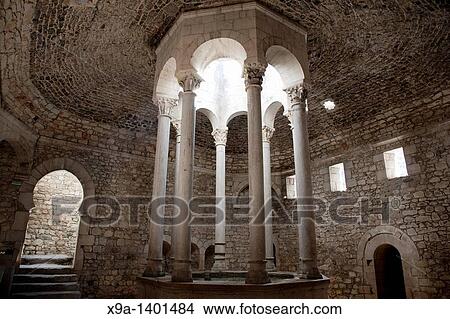 Picture - Interior of the Arab Baths in Girona, Catalonia, Spain. Fotosearch