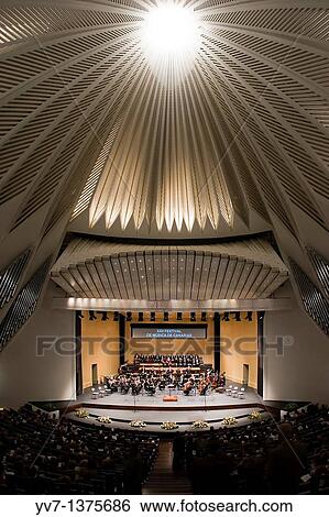 Interior of the Auditorium concert hall of Santa Cruz de Tenerife, designed by architect Santiago Calatrava Performance of the symphony orchestra and chorus of Tenerife Canarias, Spain View Large Photo Image Stock Photograph - Interior of the Auditorium concert hall of Santa Cruz de Tenerife, designed by architect Santiago Calatrava Performance of the symphony orchestra and chorus of Tenerife Canarias, Spain. Fotosearch