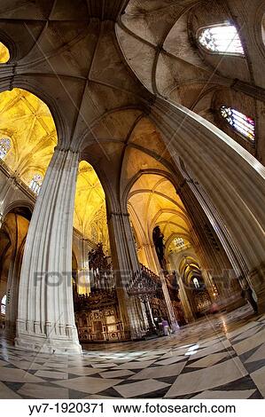 Stock Image - Interior of the Cathedral of Seville Seville, Andalusia, Spain. Fotosearch