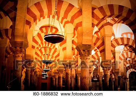 Stock Image - Interior of the Great Mosque Mezquita and cathedral, UNESCO World Heritage Site, Cordoba. Fotosearch