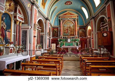 Stock Photo - Interior of the Neo Classic Catholic Parish church of Ano Syros, Syros Island S, Greek Cyclades Islands. Fotosearch