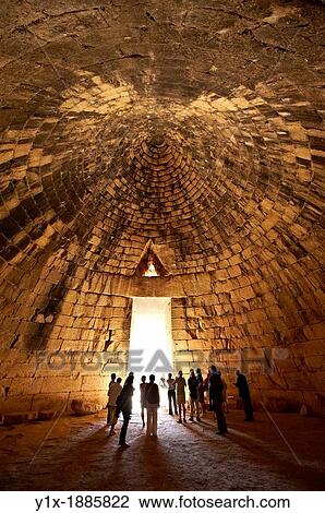 Interior of the Treasury of Atreus is an impressive? tholos? beehive shaped tomb on the Panagitsa Hill at Mycenae Mycenae UNESCO World Heritage Archaeological Site, Peloponnese, Greece View Large Photo Image Stock Image - Interior of the Treasury of Atreus is an impressive? tholos? beehive shaped tomb on the Panagitsa Hill at Mycenae Mycenae UNESCO World Heritage Archaeological Site, Peloponnese, Greece. Fotosearch