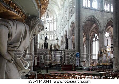 Interior view of Cathedral Notre Dame, Amiens, Picardy, France View Large Photo Image Stock Image - Interior view of Cathedral Notre Dame, Amiens, Picardy, France. Fotosearch