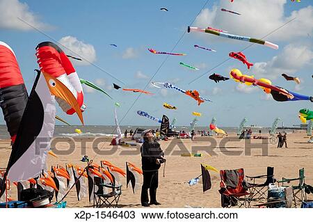 Stock Image - International Kite Festival in Ostend, Belgium, Europe. Fotosearch