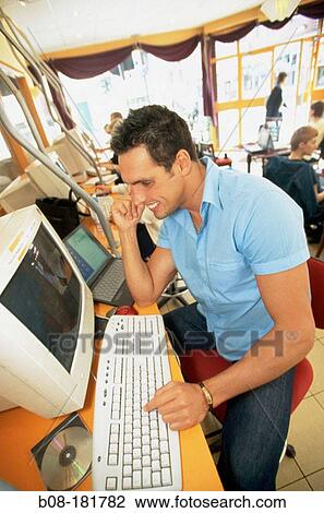 Stock Image - Internet cafe. Fotosearch
