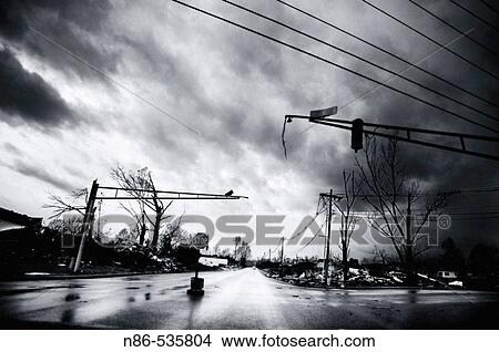 Picture - Intersection after tornado damage. Fotosearch