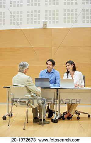 Stock Image - Interview, Coaching, Selling, Business, Donostia, San Sebastian, Basque Country, Spain.. Fotosearch