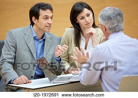 Stock Image - Interview, Coaching, Selling, Business, Donostia, San Sebastian, Basque Country, Spain.. Fotosearch