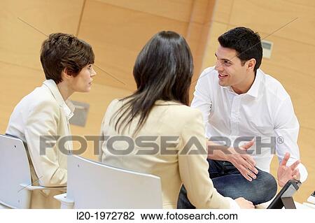 Stock Image - Interview, Coaching, Selling, Business, Donostia, San Sebastian, Basque Country, Spain.. Fotosearch