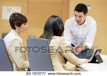 Stock Photo - Interview, Coaching, Selling, Business, Donostia, San Sebastian, Basque Country, Spain.. Fotosearch