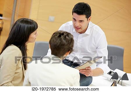 Stock Photography - Interview, Coaching, Selling, Business, Donostia, San Sebastian, Basque Country, Spain.. Fotosearch