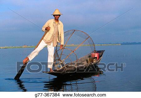 Intha fisherman. Inle Lake. Shan State. Myanmar. View Large Photo Image Picture - Intha fisherman. Inle Lake. Shan State. Myanmar.. Fotosearch