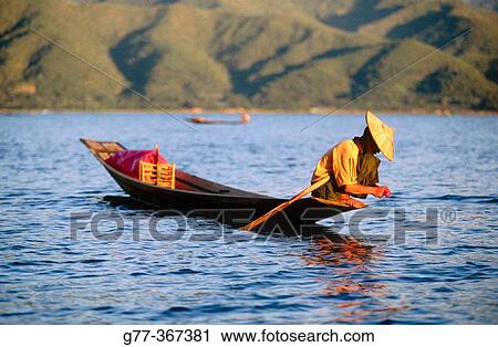 Intha fisherman on Inle Lake. Shan State. Myanmar. View Large Photo Image Stock Image - Intha fisherman on Inle Lake. Shan State. Myanmar.. Fotosearch