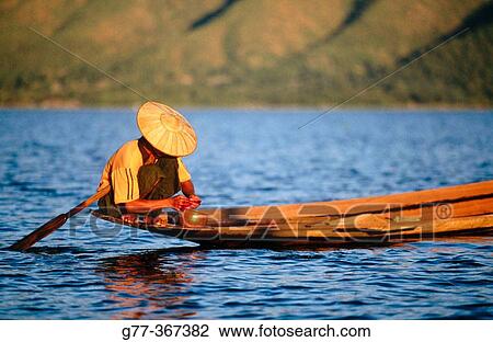 Intha fisherman on Inle Lake. Shan State. Myanmar. View Large Photo Image Stock Image - Intha fisherman on Inle Lake. Shan State. Myanmar.. Fotosearch