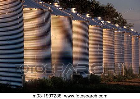 Iowa USA grain storage bins silos corn. View Large Photo Image Stock Photo - Iowa USA grain storage bins silos corn.. Fotosearch