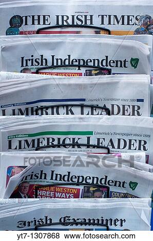 Irish newspapers outside a newsagents shop in Limerick, Republic of Ireland View Large Photo Image Stock Photo - Irish newspapers outside a newsagents shop in Limerick, Republic of Ireland. Fotosearch