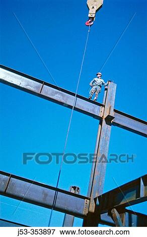 Ironworker on steel beam. Harris State office building. Oakland, California. USA. View Large Photo Image Stock Photo - Ironworker on steel beam. Harris State office building. Oakland, California. USA.. Fotosearch