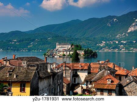 Stock Image - Island san giulio in piedmont italy. Fotosearch