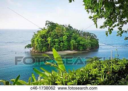 Islet on the coast of Port Antonio, Jamaica, West Indies, Caribbean, Central America. View Large Photo Image Stock Image - Islet on the coast of Port Antonio, Jamaica, West Indies, Caribbean, Central America.. Fotosearch