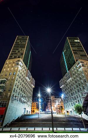 Isozaki towers at Bilbao Riverside, Biscay, Basque Country, Spain. View Large Photo Image Stock Photograph - Isozaki towers at Bilbao Riverside, Biscay, Basque Country, Spain.. Fotosearch