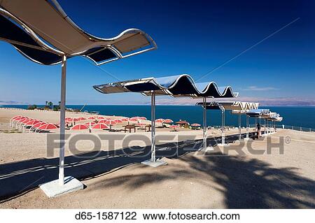 Stock Image - Israel, Dead Sea, Ein Gedi, Ein Gedi Beach. Fotosearch