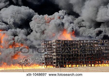 Israel, Galilee, a raging wild fire in an agricultural packing plant View Large Photo Image Stock Photo - Israel, Galilee, a raging wild fire in an agricultural packing plant. Fotosearch