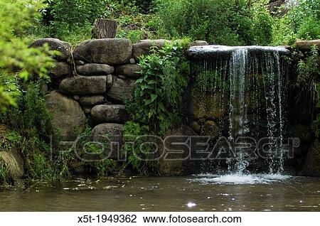 Stock Image - Israel, Golan Heights, waterfall and nature reserve.. Fotosearch