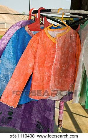 Israel, Hiriya, the recycling museum, recycled plastic converted into colourful clothes View Large Photo Image Stock Photo - Israel, Hiriya, the recycling museum, recycled plastic converted into colourful clothes. Fotosearch