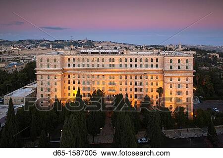 Israel, Jerusalem, New City, elevated city view with King David Hotel, evening View Large Photo Image Stock Photography - Israel, Jerusalem, New City, elevated city view with King David Hotel, evening. Fotosearch