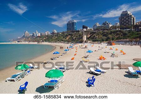 Israel, North Coast, Netanya, beach view View Large Photo Image Picture - Israel, North Coast, Netanya, beach view. Fotosearch