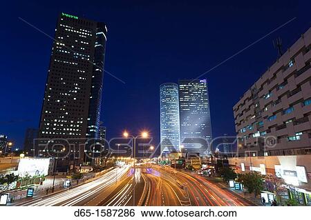 Israel, Tel Aviv, Azrieli Towers, evening View Large Photo Image Stock Photograph - Israel, Tel Aviv, Azrieli Towers, evening. Fotosearch